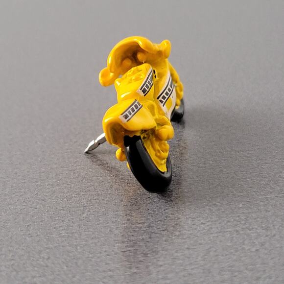 Yellow Motorcycle Lapel Tie Pin Metal 1.06" Racing Bike Collector Item Gift Box - Picture 9 of 11